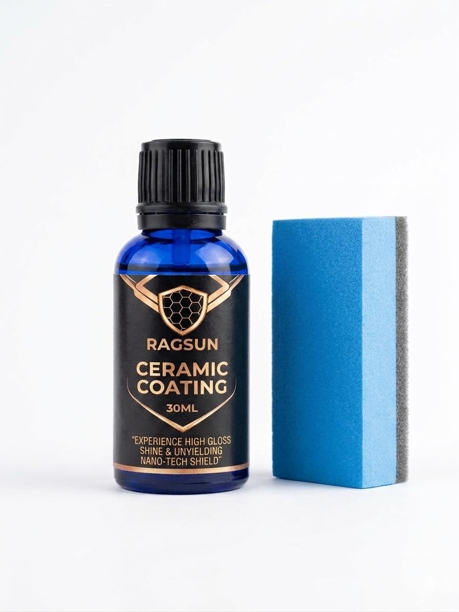 RagSun Ceramic Coating for Cars, Professional Grade, High Gloss Finish, 30ml, with Applicator Sponge